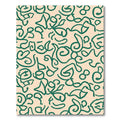 Green Leafy Swirl Abstract Line Rug