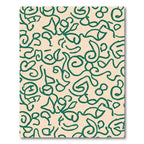 Green Leafy Swirl Abstract Line Rug