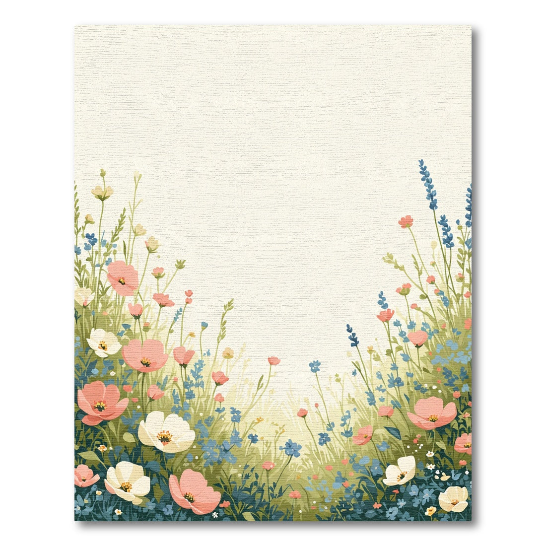 Whimsical Pink Floral Meadow Garden Rug