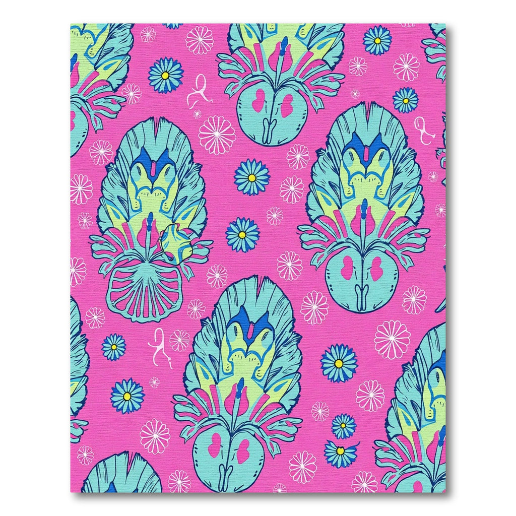 Bright Pink Teal Floral Paisley Rug