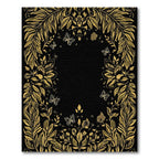 Golden Floral Butterfly Frame Rug