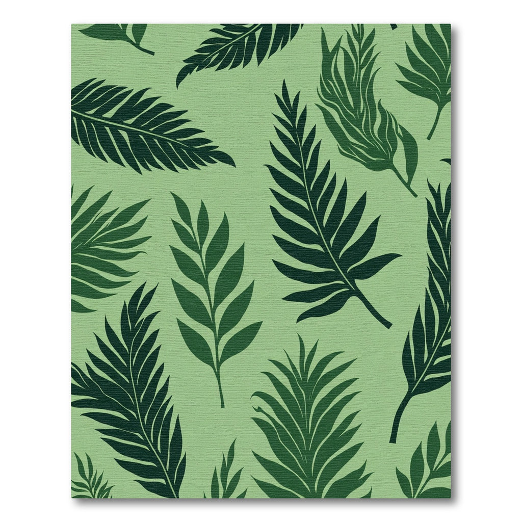 Deep Green Tropical Leaf Medley Rug