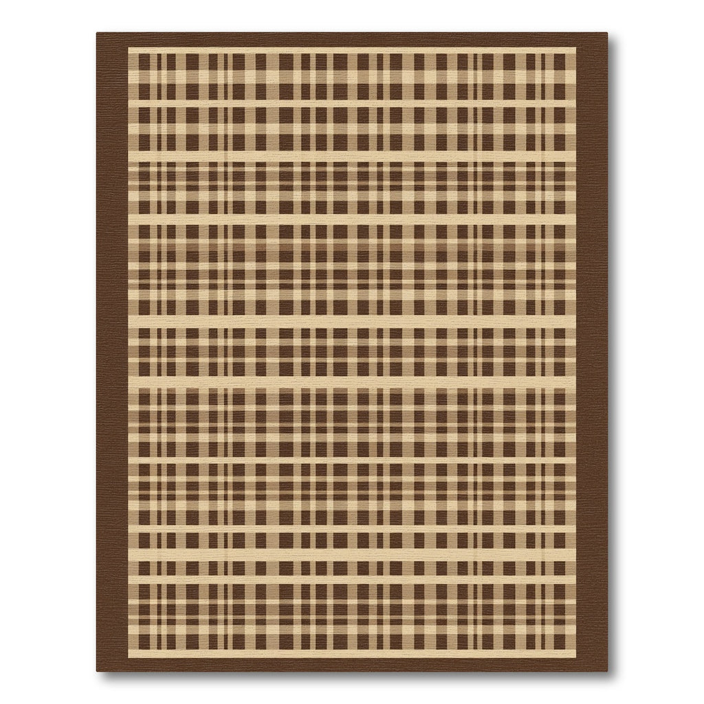 Warm Brown Plaid Grid Rug