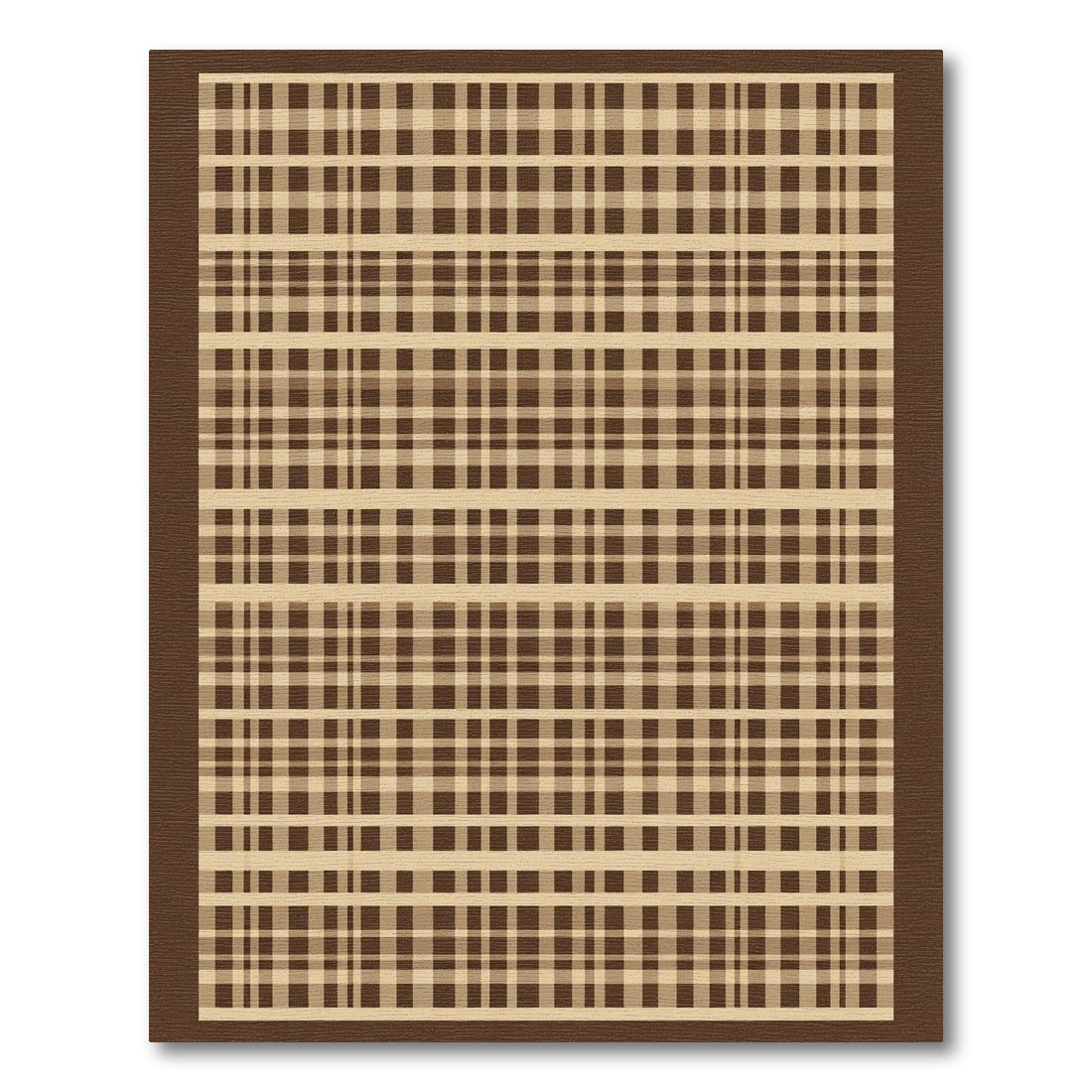 Warm Brown Plaid Grid Rug