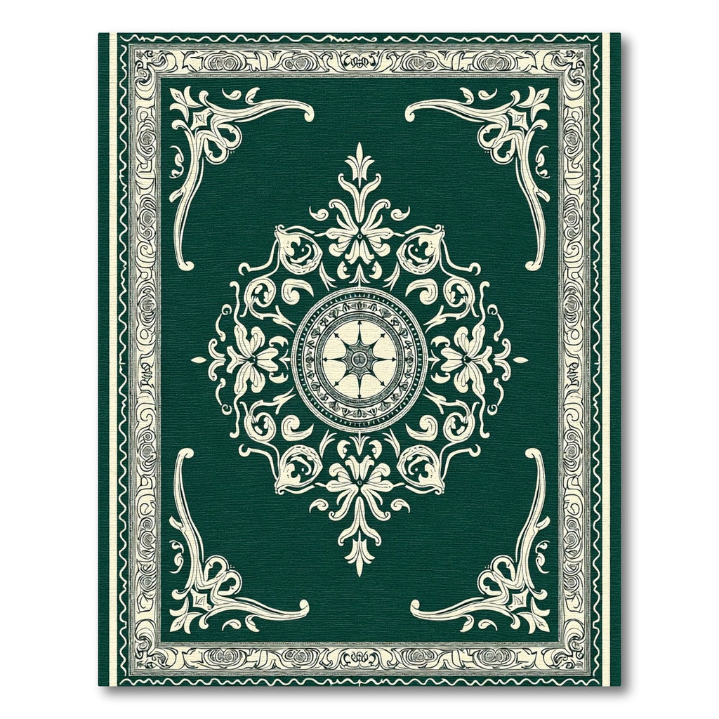 Deep Emerald Traditional Scroll Medallion Rug
