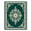 Deep Emerald Traditional Scroll Medallion Rug