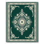 Deep Emerald Traditional Scroll Medallion Rug