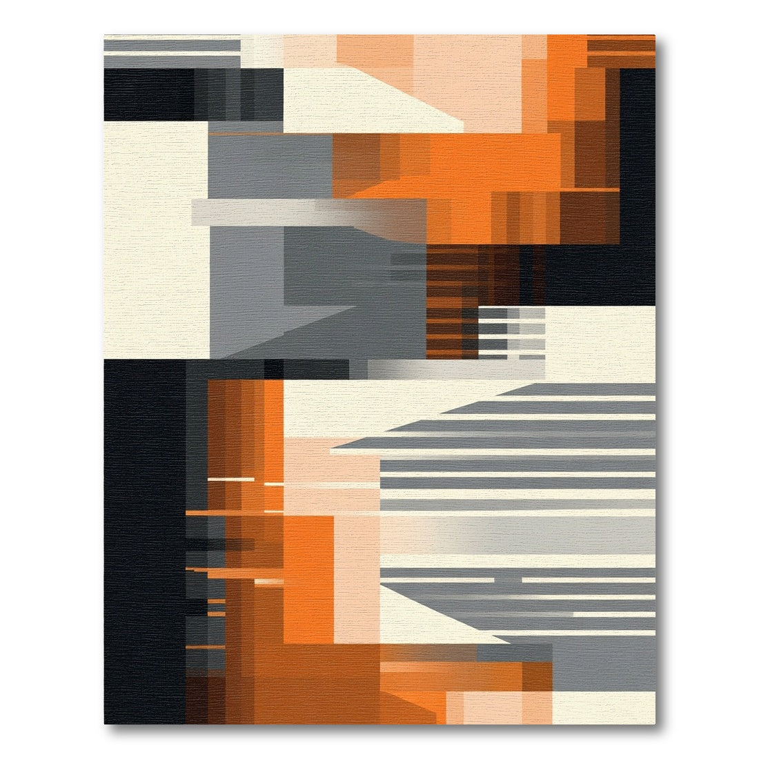 Urban Orange Gray Geometric Blocks Rug