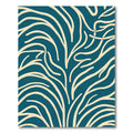 Teal cream organic wave curves Rug