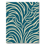 Teal cream organic wave curves Rug
