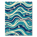 Blue Waves Sailing Ships Rug