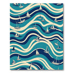 Blue Waves Sailing Ships Rug