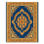 Royal Blue Golden Medallion Sun Rug