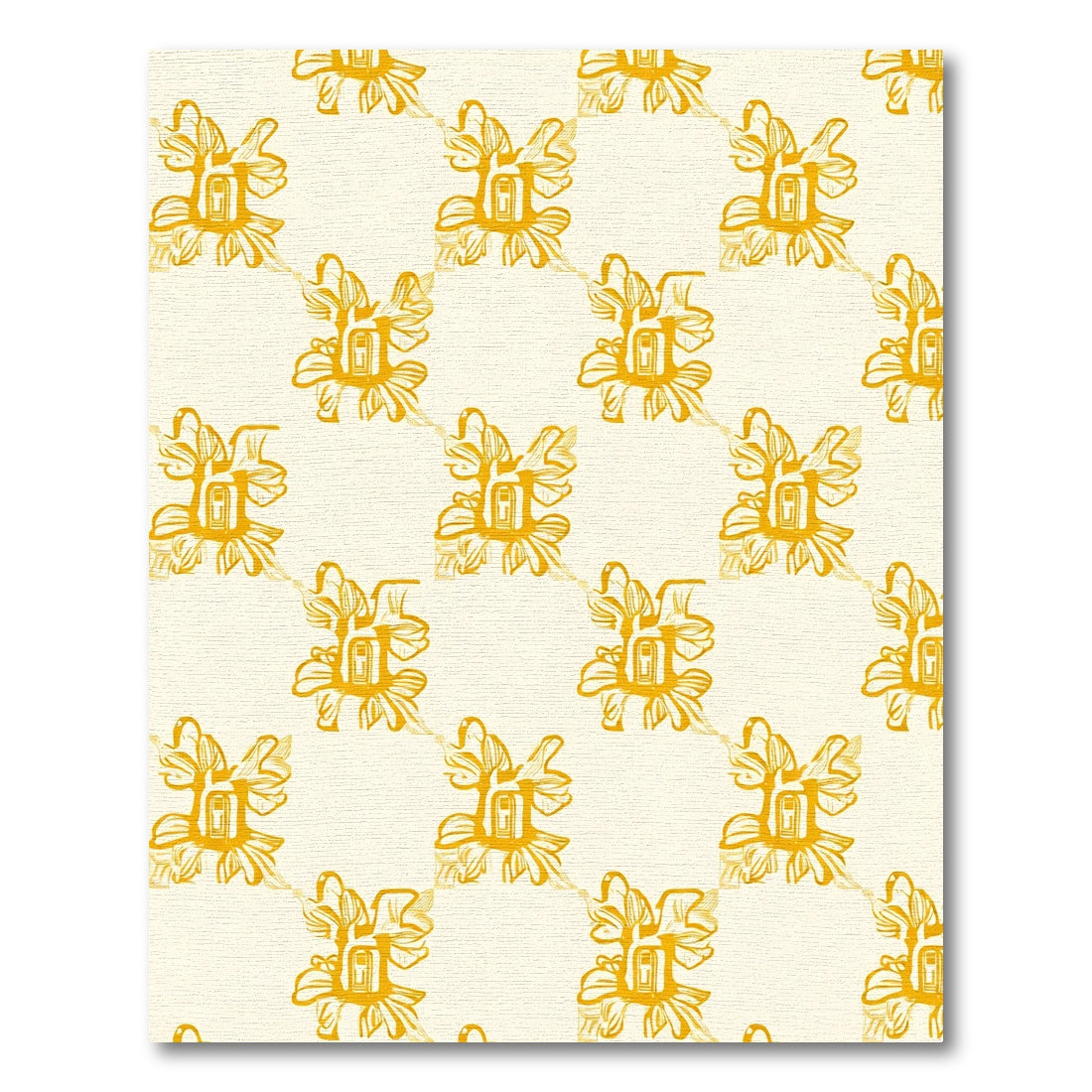 Golden Floral Diagonal Repeating Rug