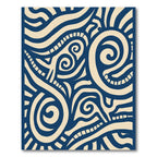 Navy Cream Swirling Organic Lines Rug