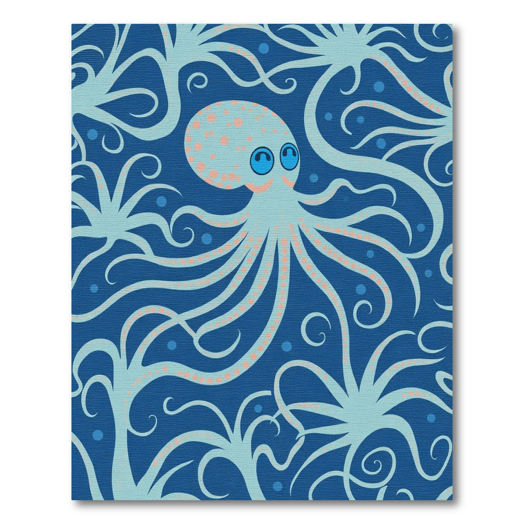 Aqua Octopus Tentacle Swirl Blue Rug