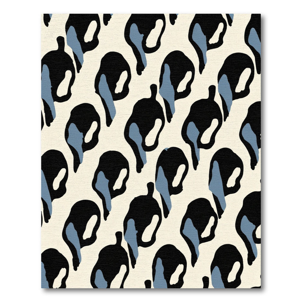 Cream Black Blue Abstract Spots Rug