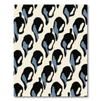 Cream Black Blue Abstract Spots Rug