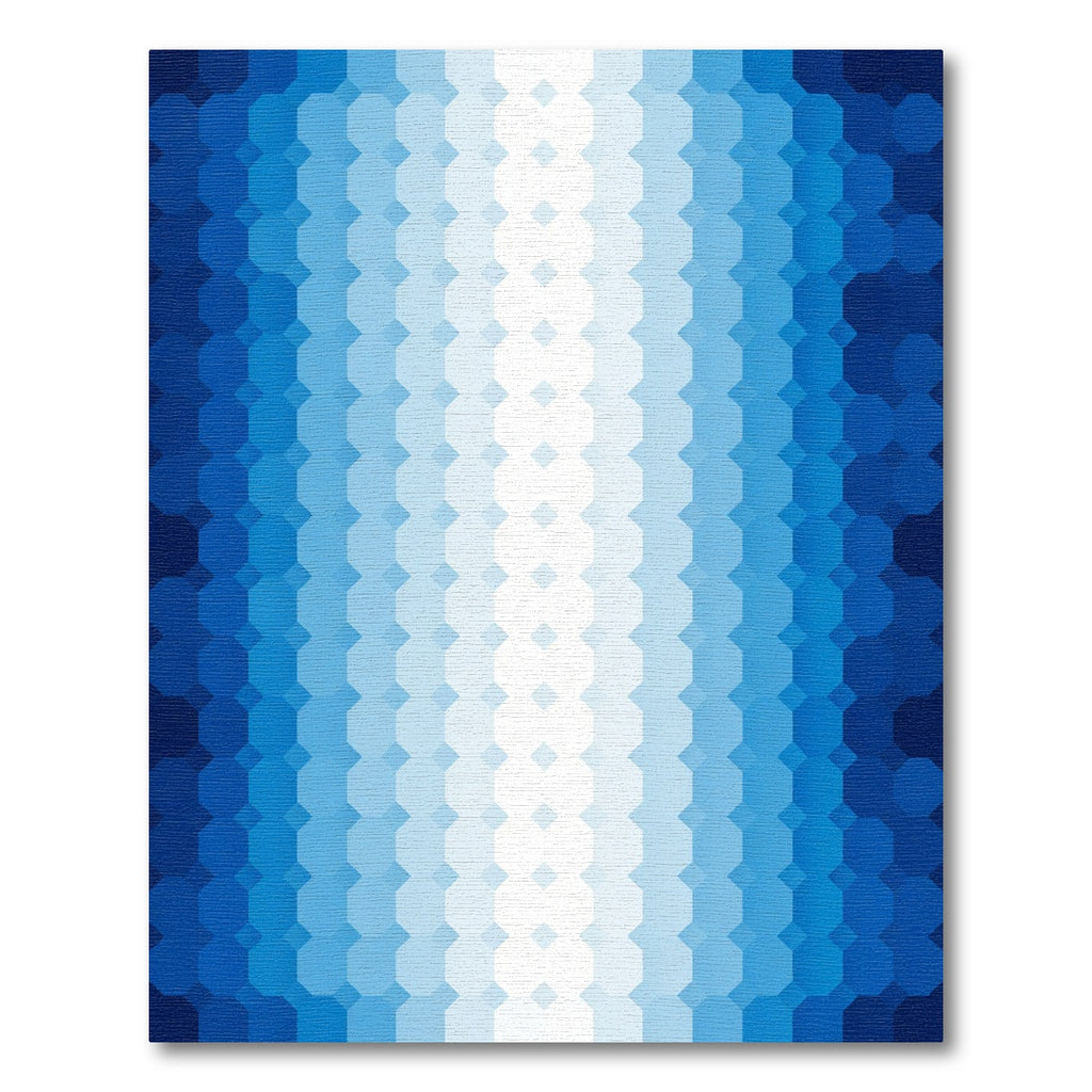 Graduated Blue Hexagon Stripe Rug