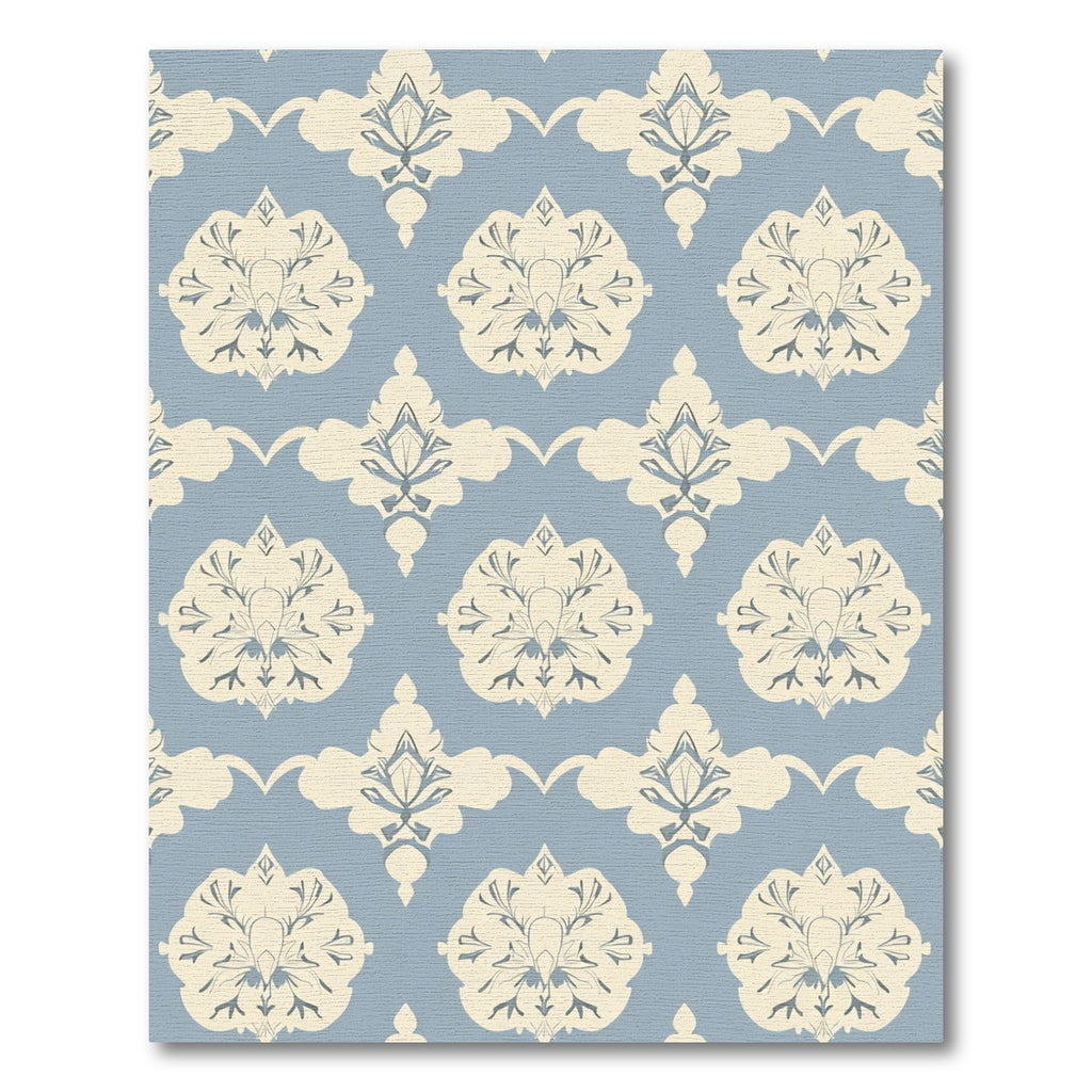 Pale Blue Cream Baroque Floral Rug