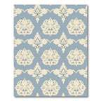 Pale Blue Cream Baroque Floral Rug