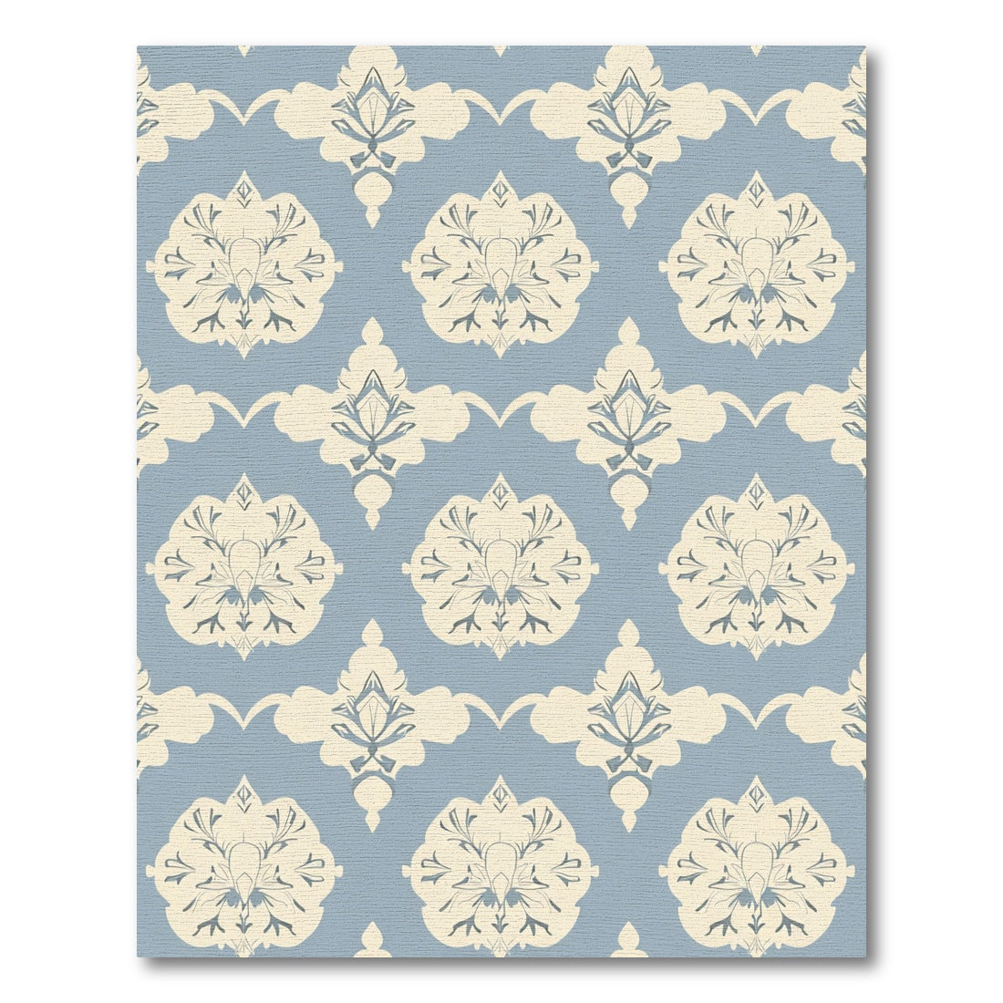Pale Blue Cream Baroque Floral Rug