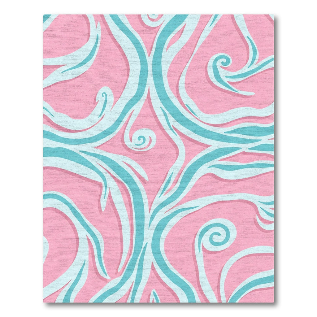 Pink and Aqua Swirl Curvy Rug