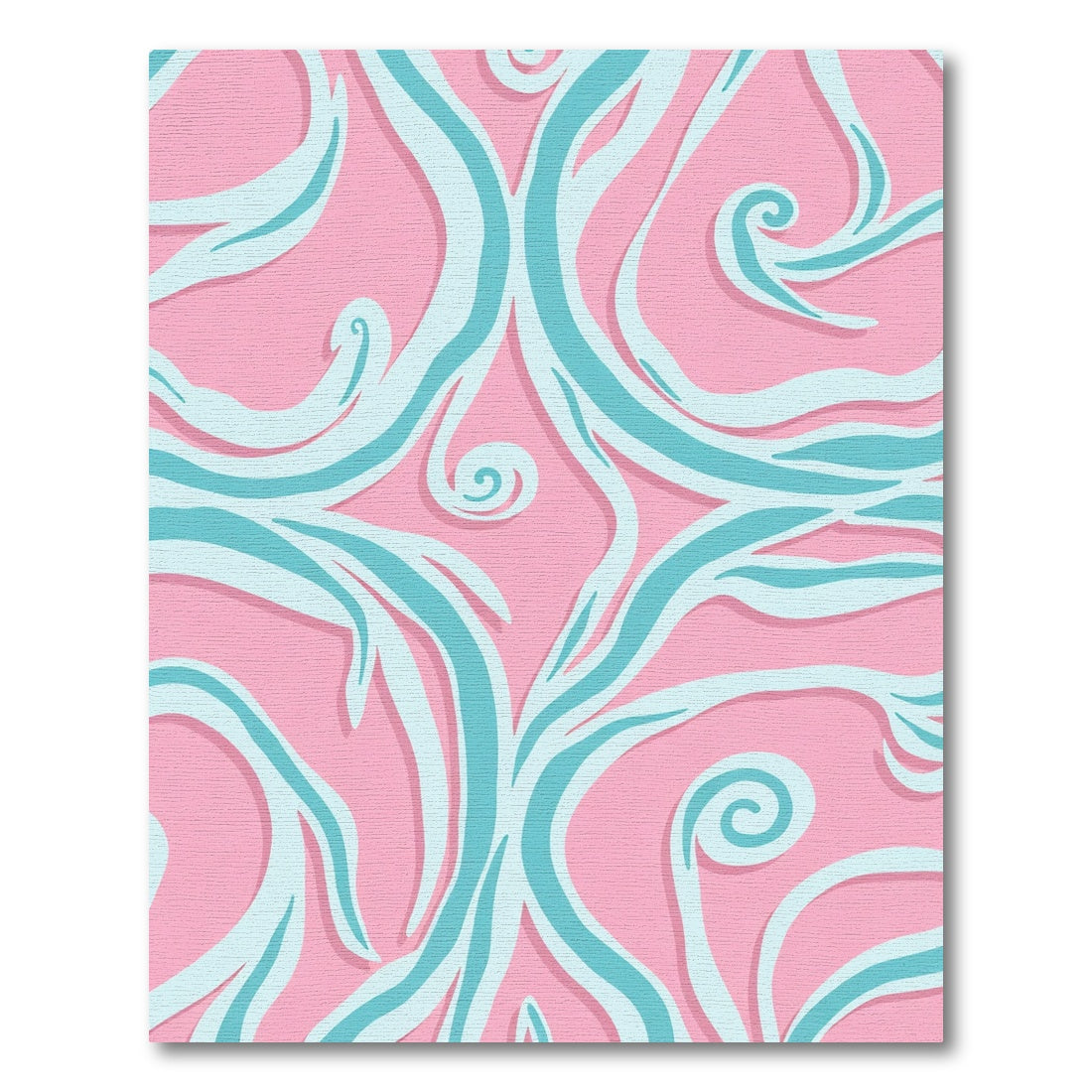 Pink and Aqua Swirl Curvy Rug