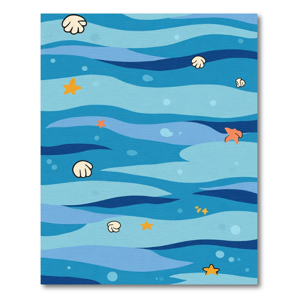 Undersea Waves Shell Starfish Rug