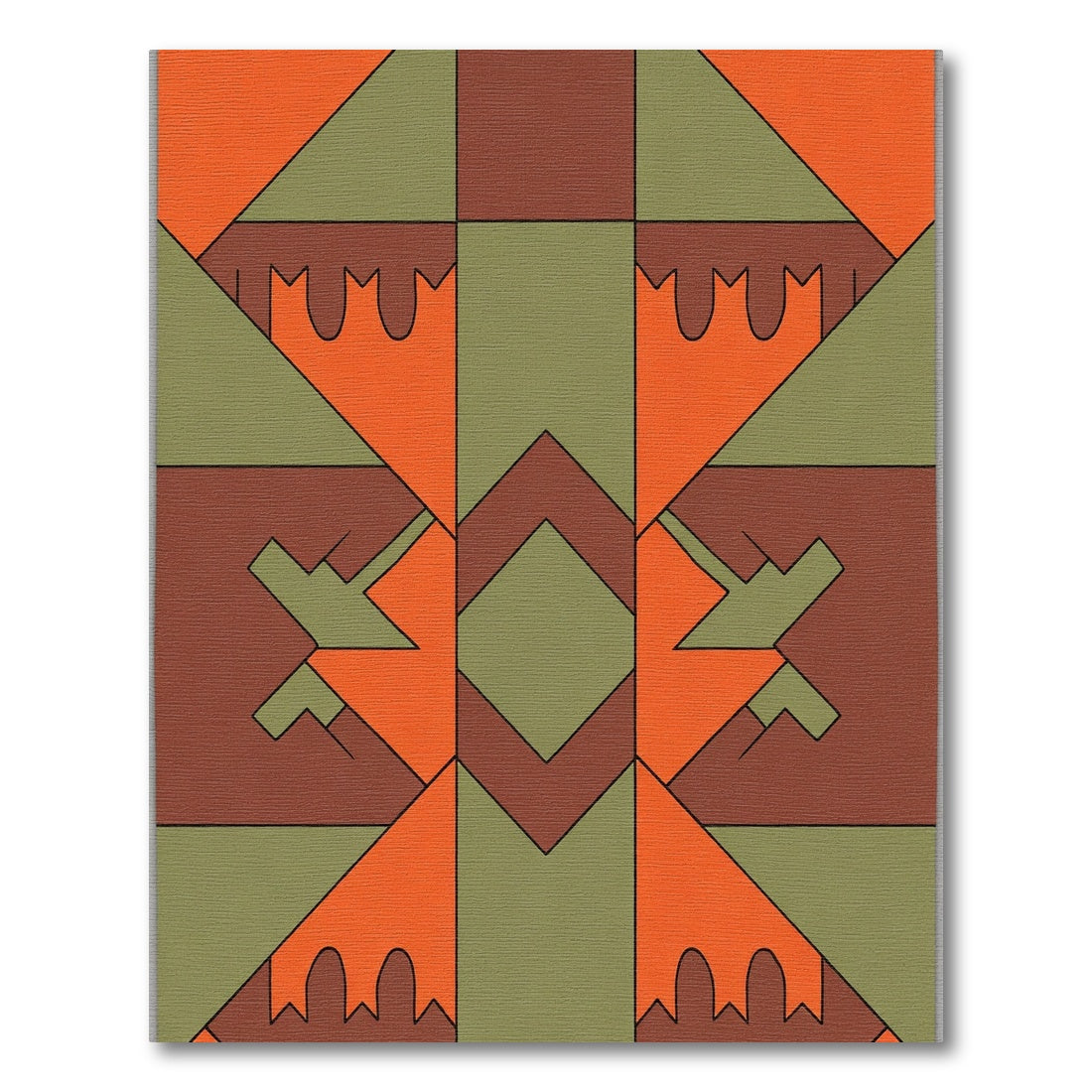 Bold Orange Geometric Southwestern Rug