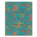 Retro Teal Orange Floral Swirl Rug