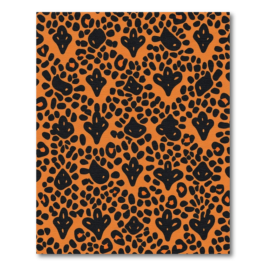 Black Cheetah Orange Leaf Medallion Rug