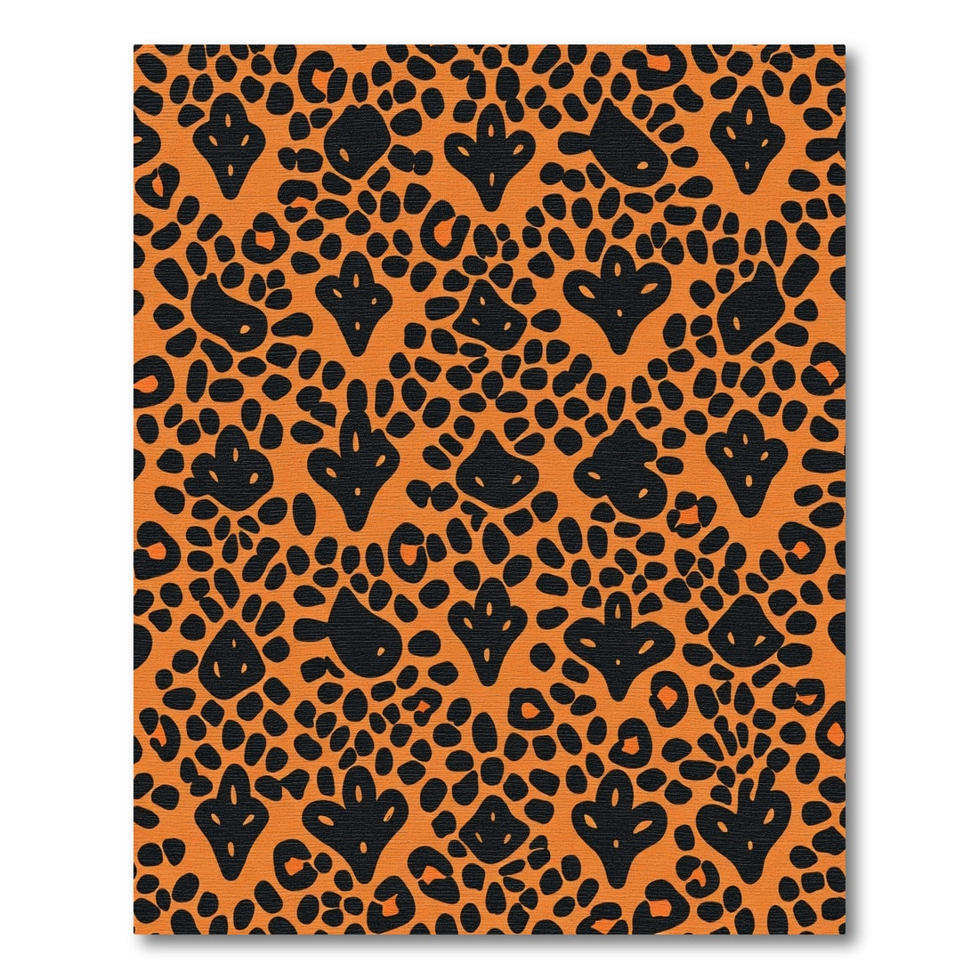 Black Cheetah Orange Leaf Medallion Rug