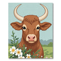 Brown Cow With White Flowers Meadow Rug