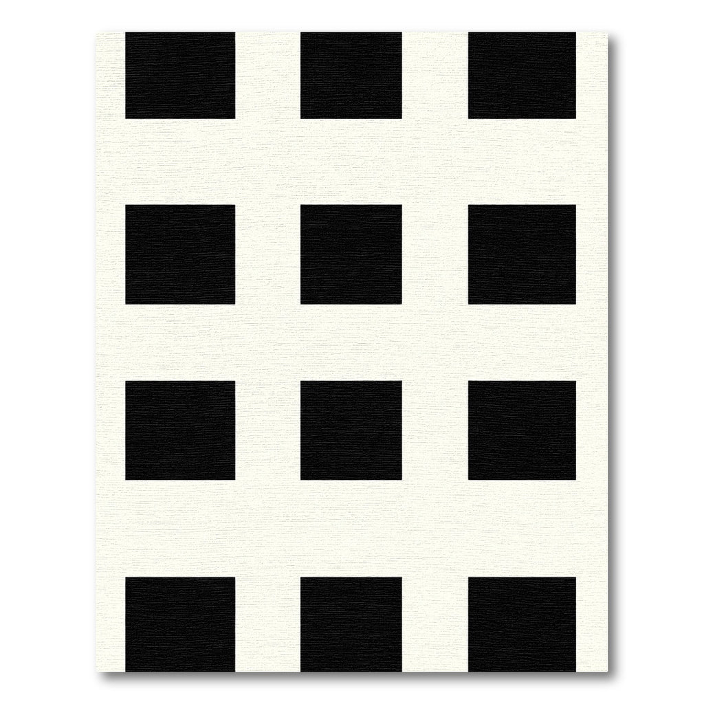 Bold Black White Grid Squares Rug