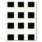 Bold Black White Grid Squares Rug
