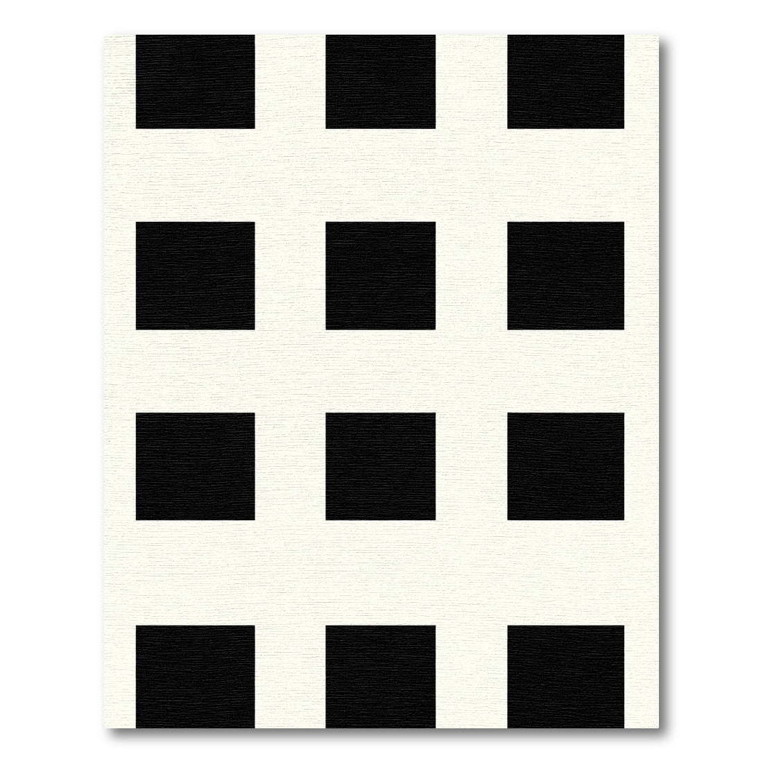 Bold Black White Grid Squares Rug