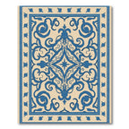 Blue Ivory Classic Scroll Medallion Rug