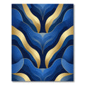 Deep Blue Gold Organic Swirl Rug