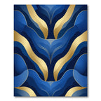 Deep Blue Gold Organic Swirl Rug