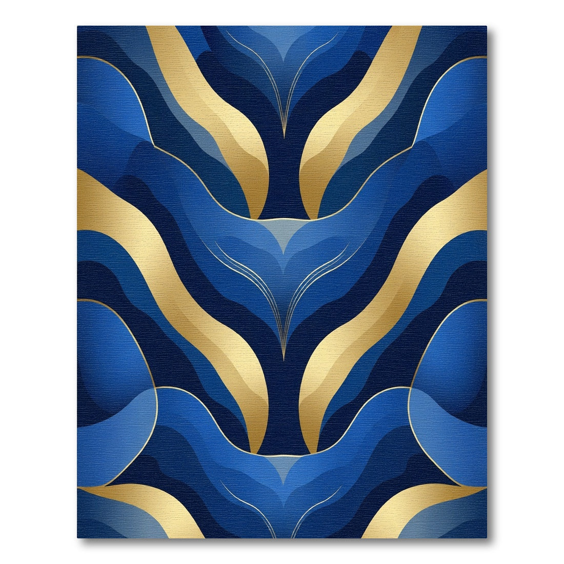 Deep Blue Gold Organic Swirl Rug