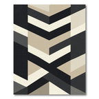 Modern Black Cream Geometric Chevron Rug