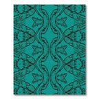 Turquoise Black Elaborate Scroll Medallion Rug