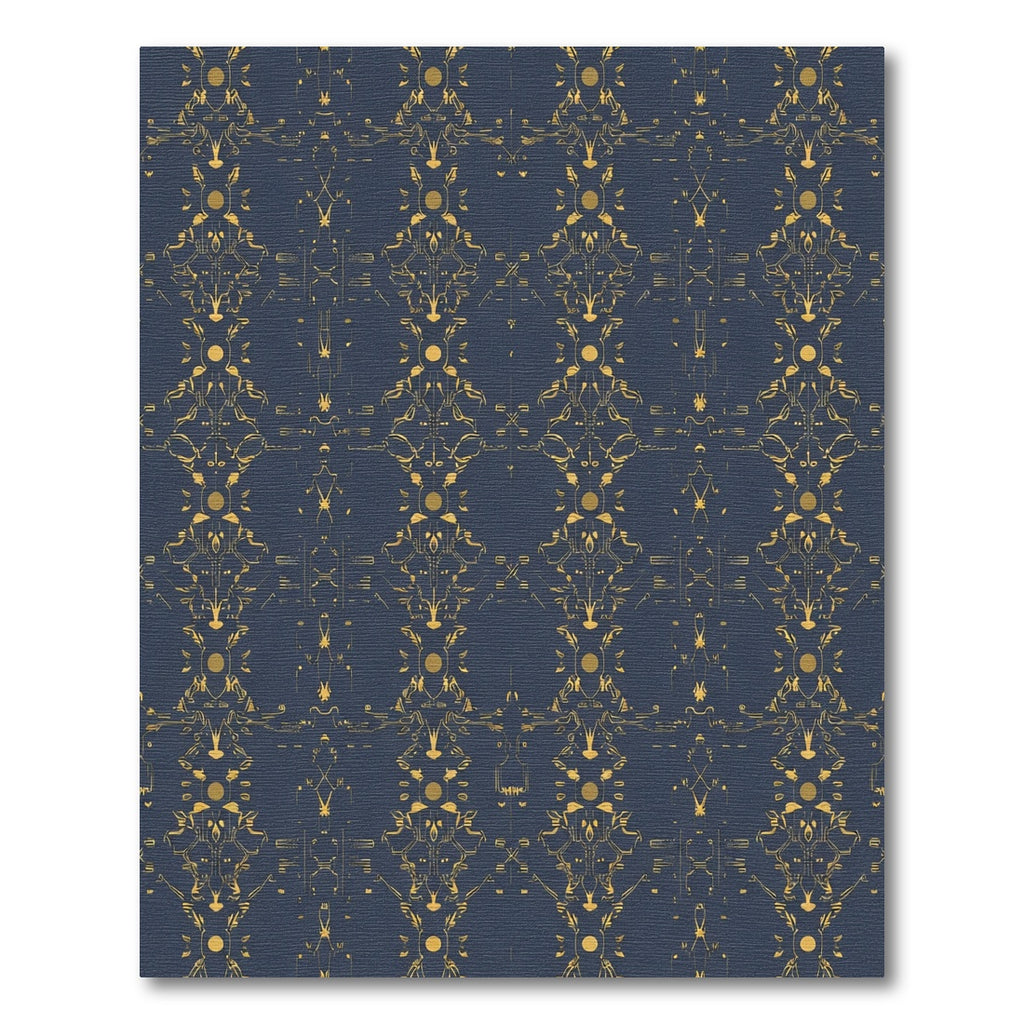 Ornate Gold Geometric Damask Rug