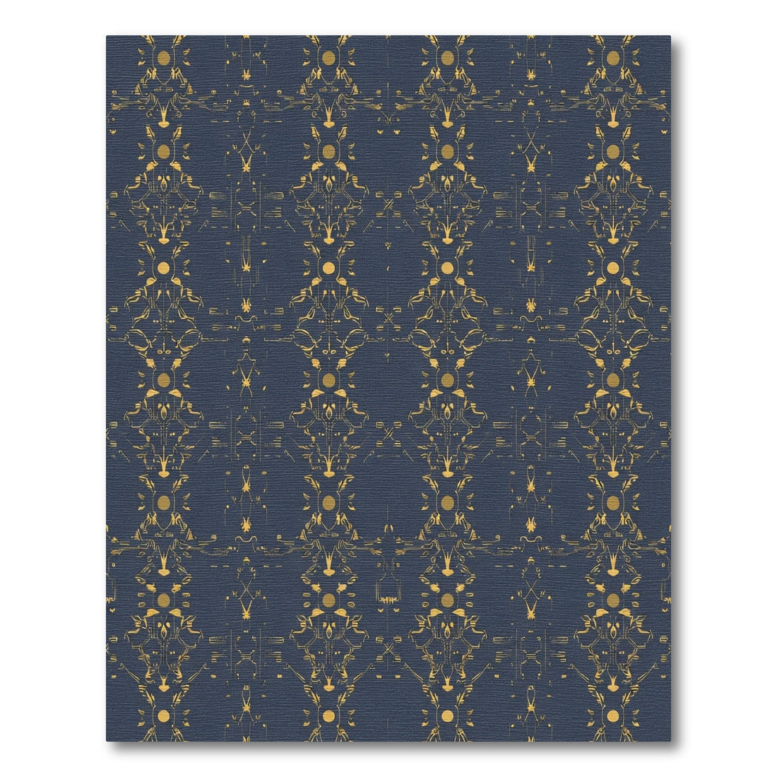 Ornate Gold Geometric Damask Rug