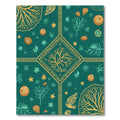 Teal and Gold Nautical Botanical Medallion Rug