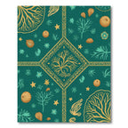 Teal and Gold Nautical Botanical Medallion Rug