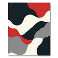 Modern Crimson Gray Abstract Waves Rug