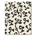Abstract Black Botanical Cream Field Rug
