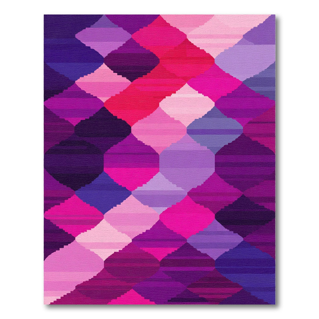 Vibrant Magenta Geometric Diamond Quilt Rug